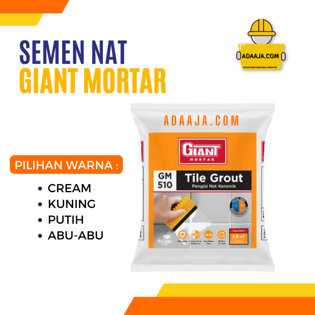 Semen Nat Keramik Pengisi Rongga Keramik Tile Grout Cream Putih Abu-abu Kuning - Giant Mortar