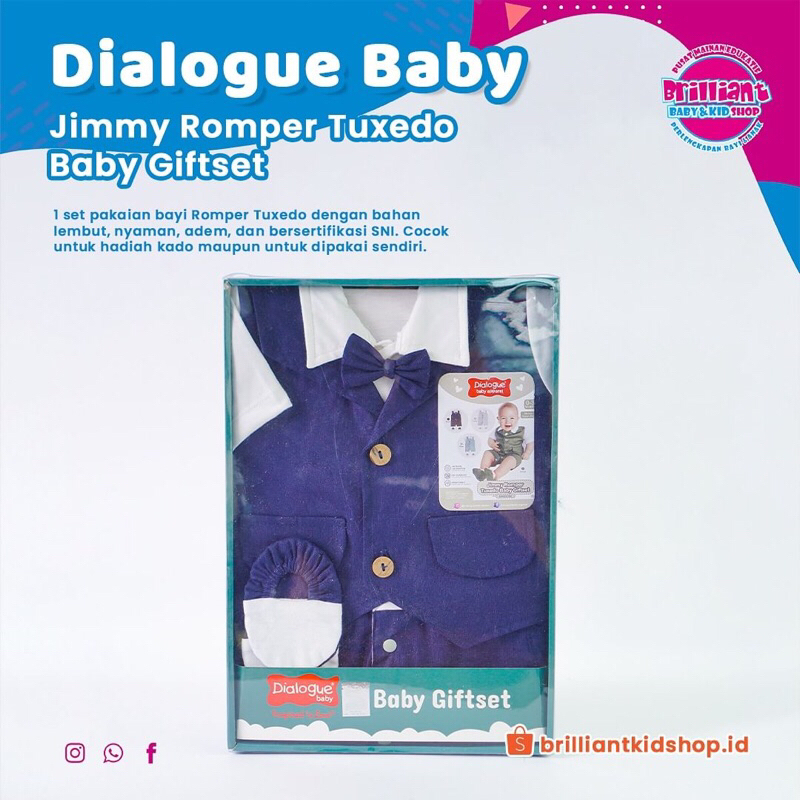 dialogue baby jimmy romper tuxedo baby giftset kado bayi baru lahir
