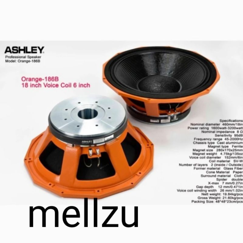 Speaker component Ashley Orange 186B Original 18 inch voice coil 6inch