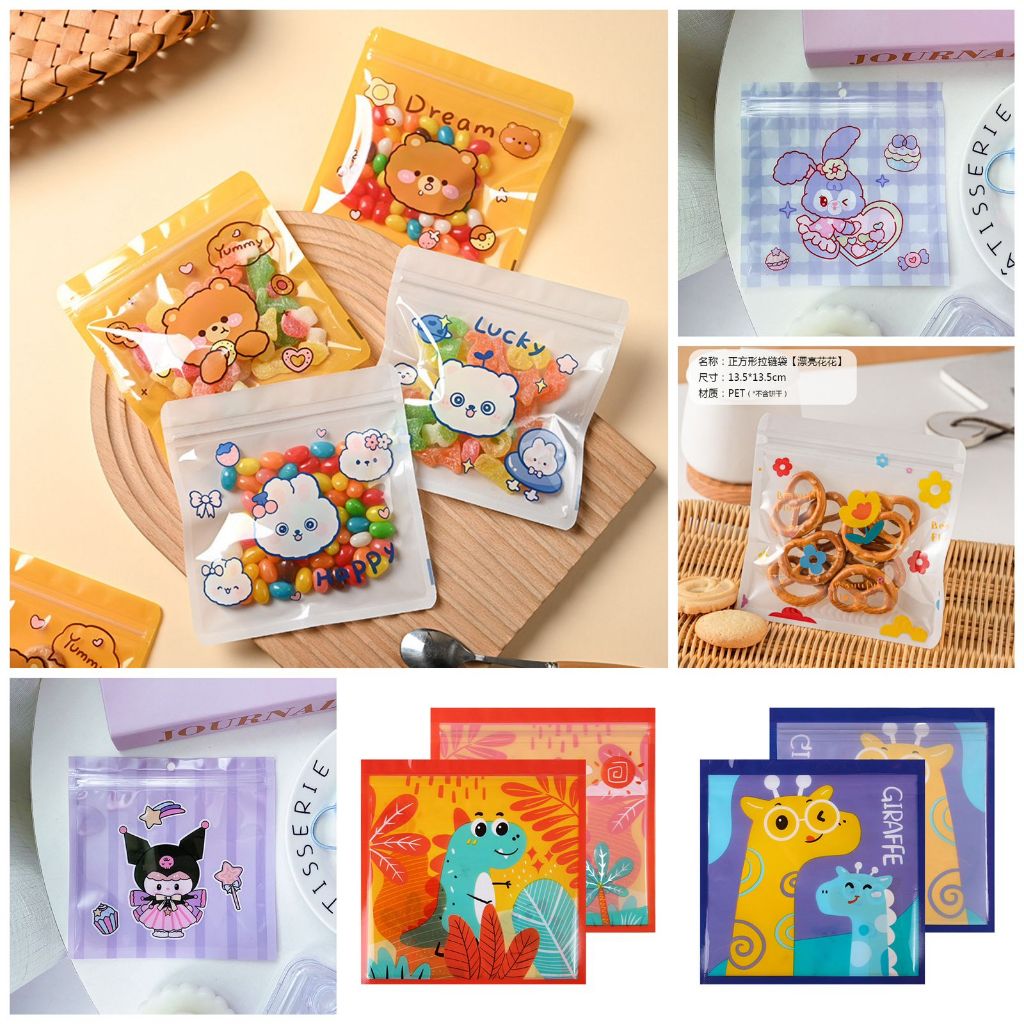 

(Gucin) (50 lembar) Plastik Klip Kuromi stella lou Plastik Zipper Kemasan Cookies 13.5cm Roti Snack Aesthetic Standing Pouch Sanrio Plastik Coookies Kartun Lucu