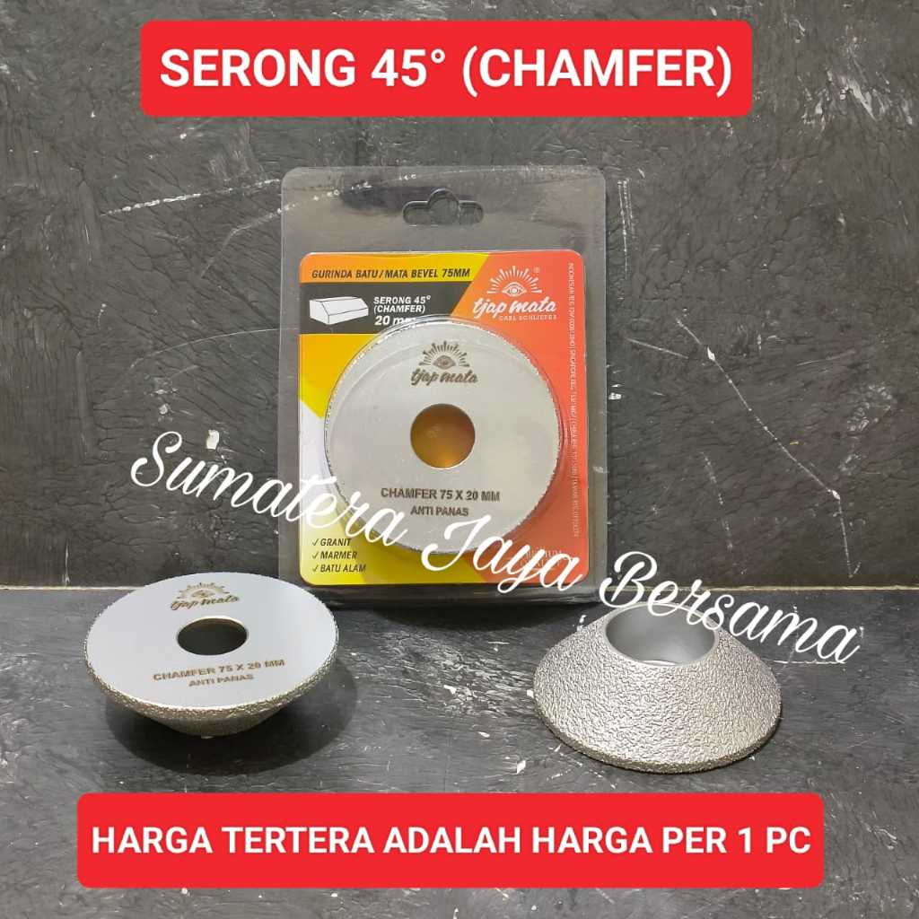 Tjap Mata batu gerinda pinggul granit 3" Serong 45° Chamfer 75 x 20 MM