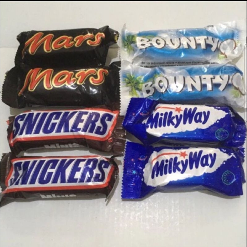 

Chocolate mix Mars bounty snickers milky way twix crunch