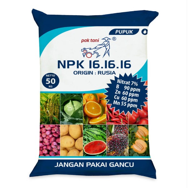 Pupuk NPK 16-16-16 Pak Tani 1 Kg Biru Untuk Semua Tanaman