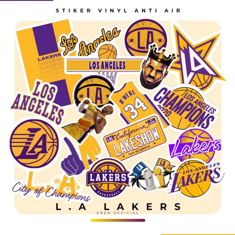 

STIKER LA LAKERS TERBARU VINIL SUSU ANTI AIR ISI 100 PCS PREMIUM