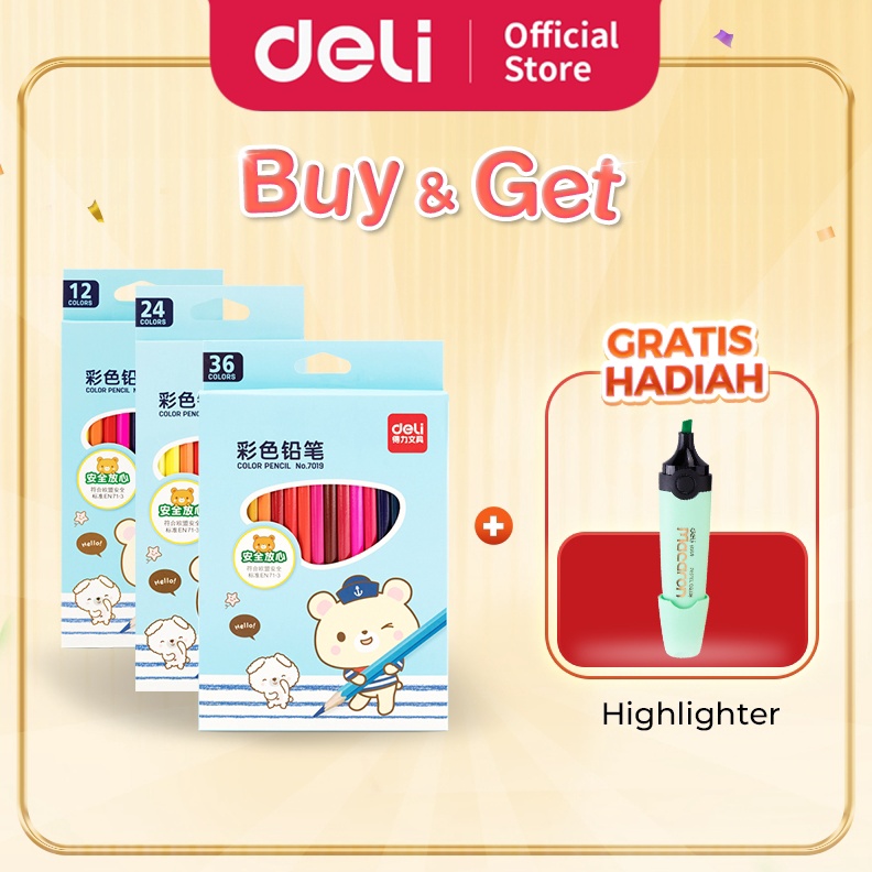 

KODE A34V Deli Coloring Pencil Pensil Warna 122436 Warna Hexagonal OilBased Desain Kartun 716 71X