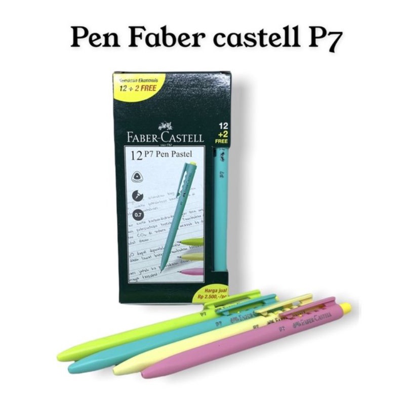 

KODE I74I Faber Castell Pulpen P7 Ballpoint P7 Pastel 7 mm black Ink 1 pack Isi 12 pcs