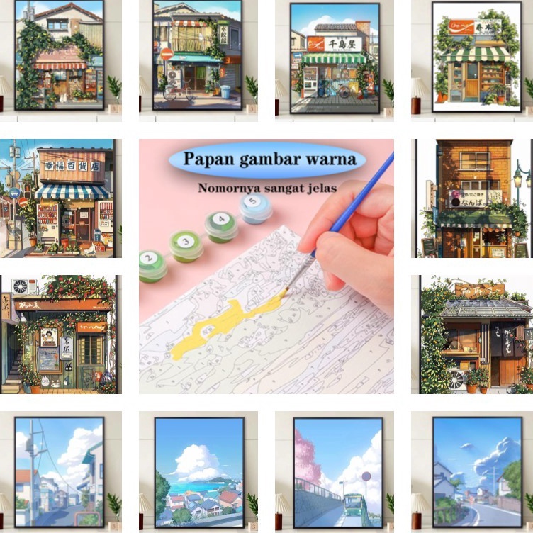 

KODE O44T ReadyFRAMED Paint By Number 4 x 3 cm painting kit 4x3 cm Diy set lengkap kit lukisan