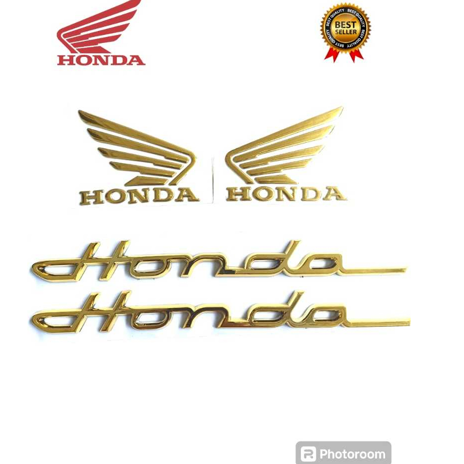 EMBLEM TIMBUL HONDA LATIN GOLD SET EMBLEM SAYAP HONDA / LOGO HONDA LATIN SET WINGS HONDA