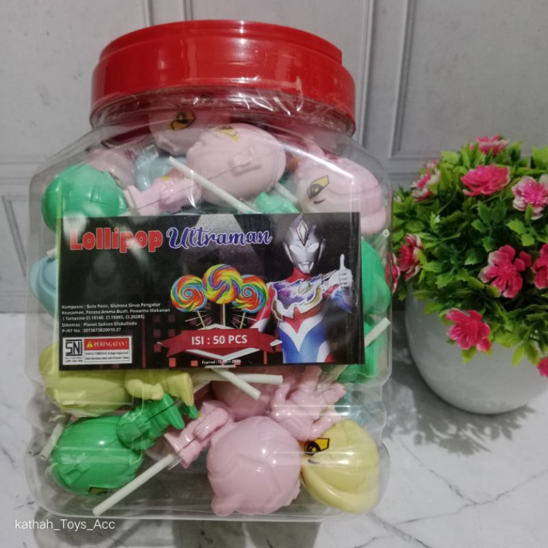 

(1 toples) 50 pcs permen lolipop ultraman