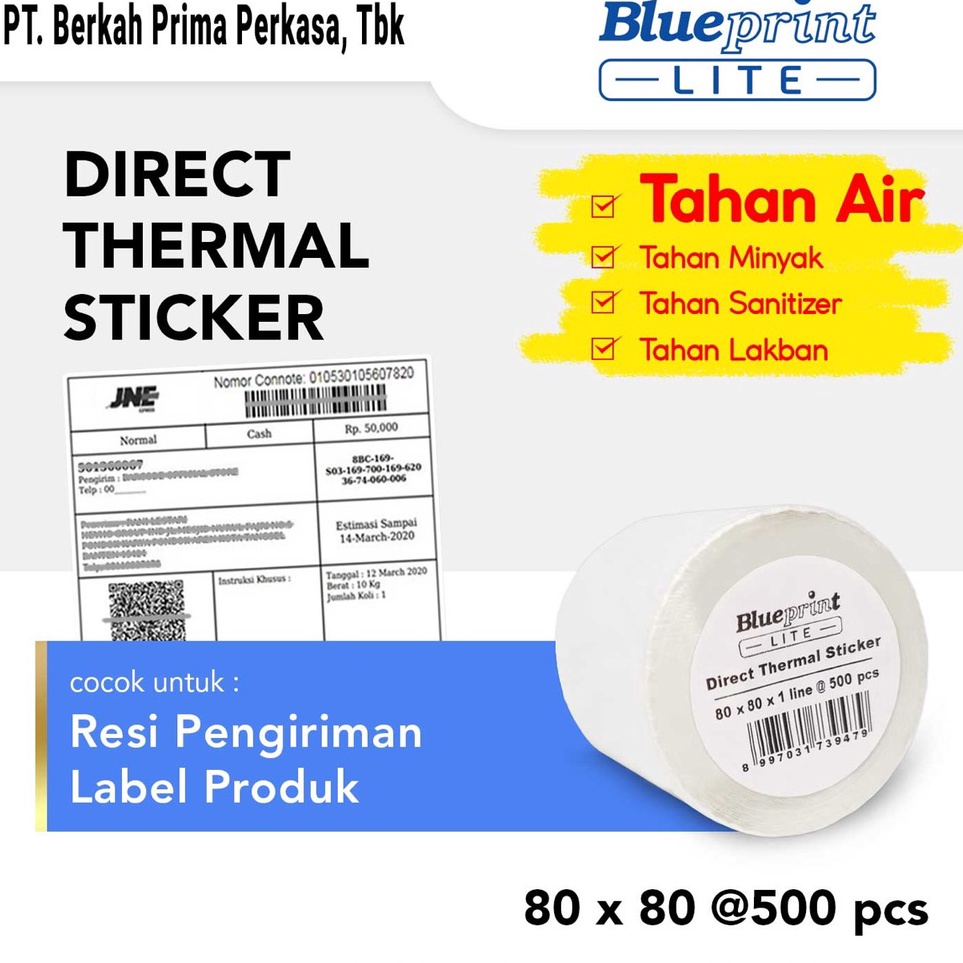 

KODE E23A Direct Thermal Sticker 8 x 8 BLUEPRINT Lite 8x8 mm 5Pcs 1 Roll