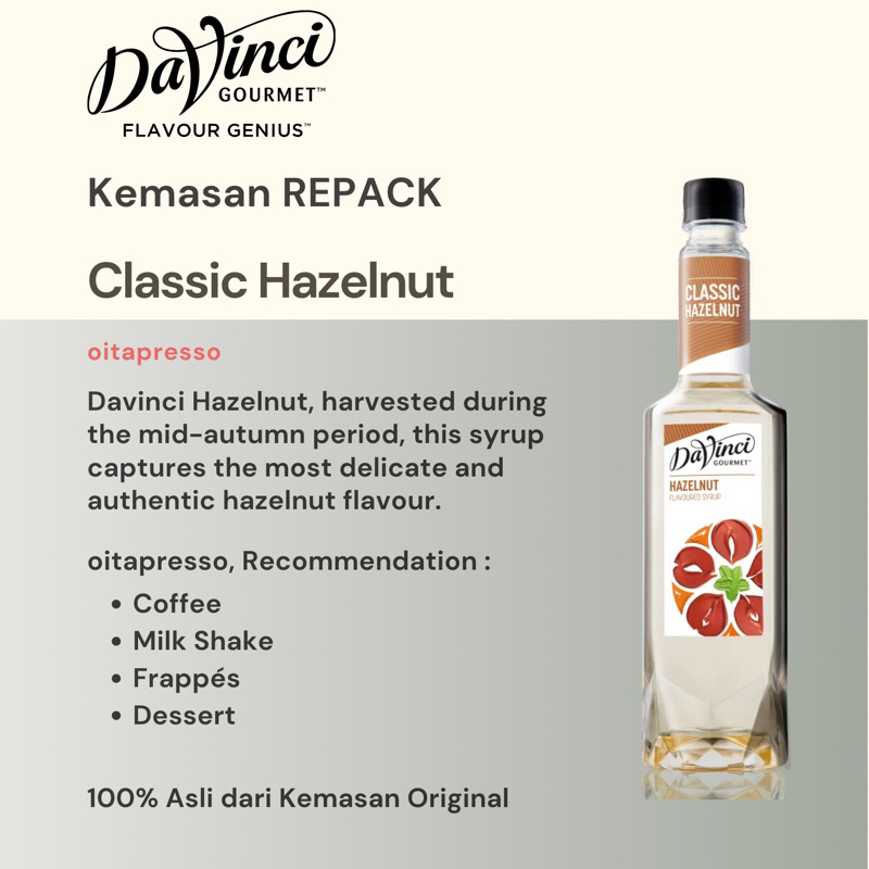 

REPACK - Davinci Classic Hazelnut Syrup [100] g