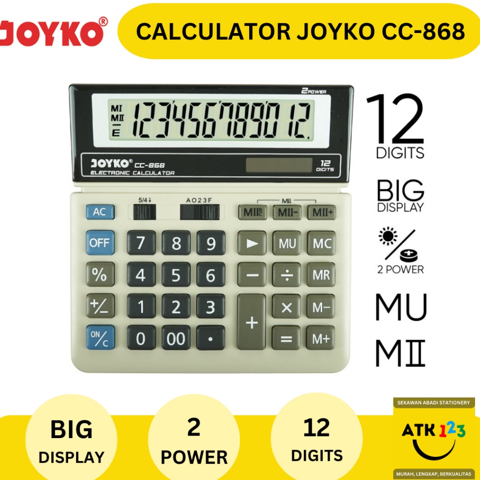 

KODE P22O Calculator Kalkulator Joyko CC868 12 Digits Big Display