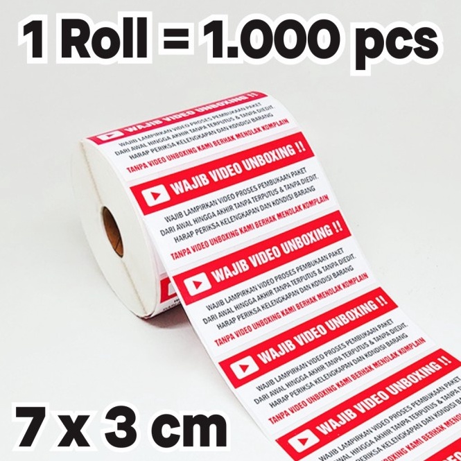 

KODE Y9F Sticker Label Wajib Video Unboxing Olshop 7 x 3 cm 1 roll 1 pcs