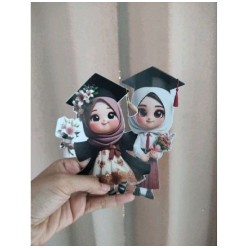 Toper Buket wisuda/ gambar kartun wisuda/gambar untuk hiasan buket
