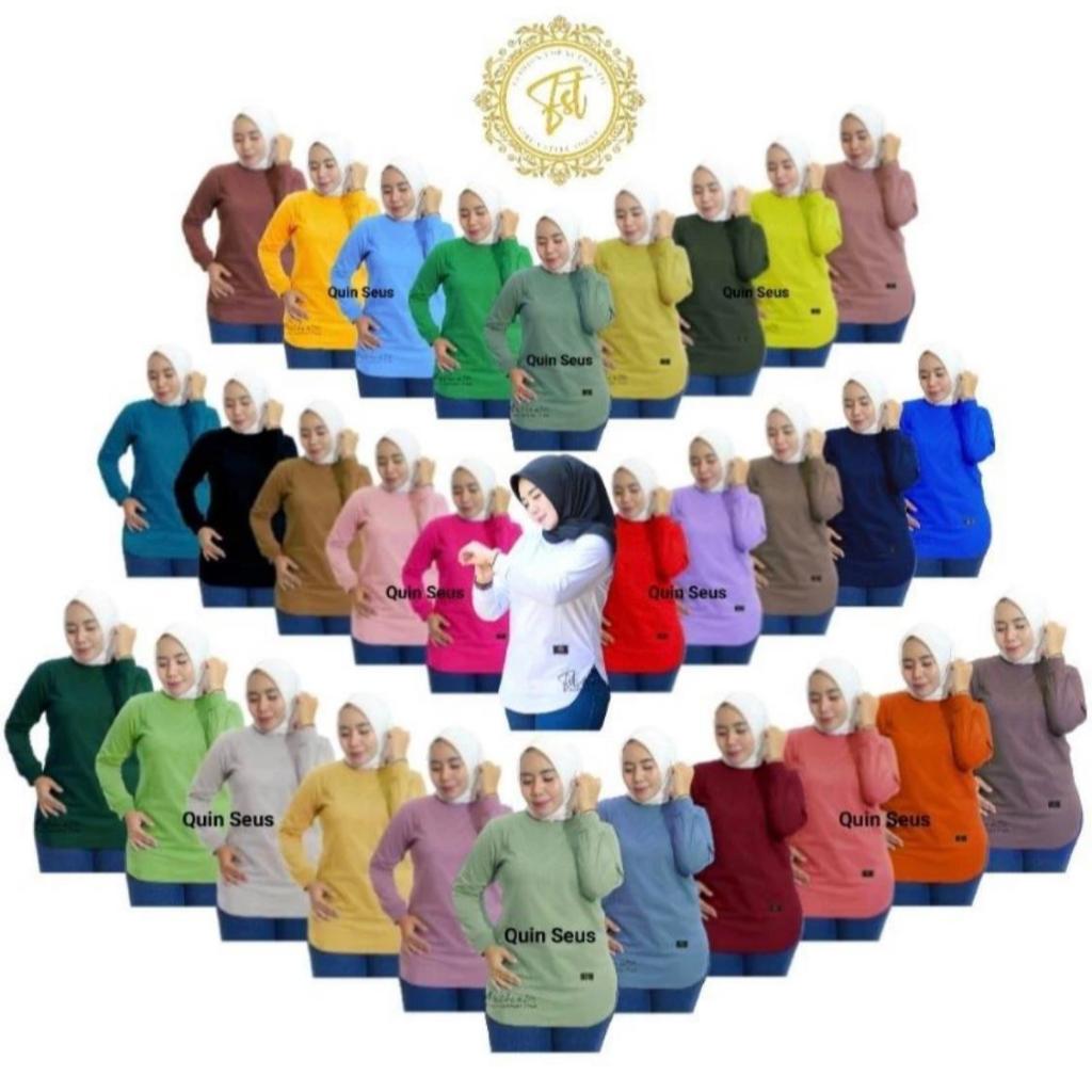 Kaos Polos Wanita Lengan Panjang Original Zola Zola KATUN COMBED 24s Terbaru Size L XL XXL XXXL/ Kao