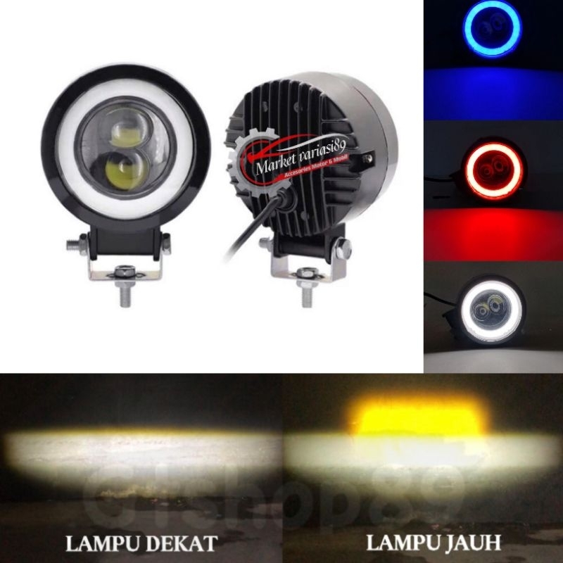 Lampu Tembak Sorot LED CWL 2 Mata 4D Jauh Dekat Putih Kuning waterproof