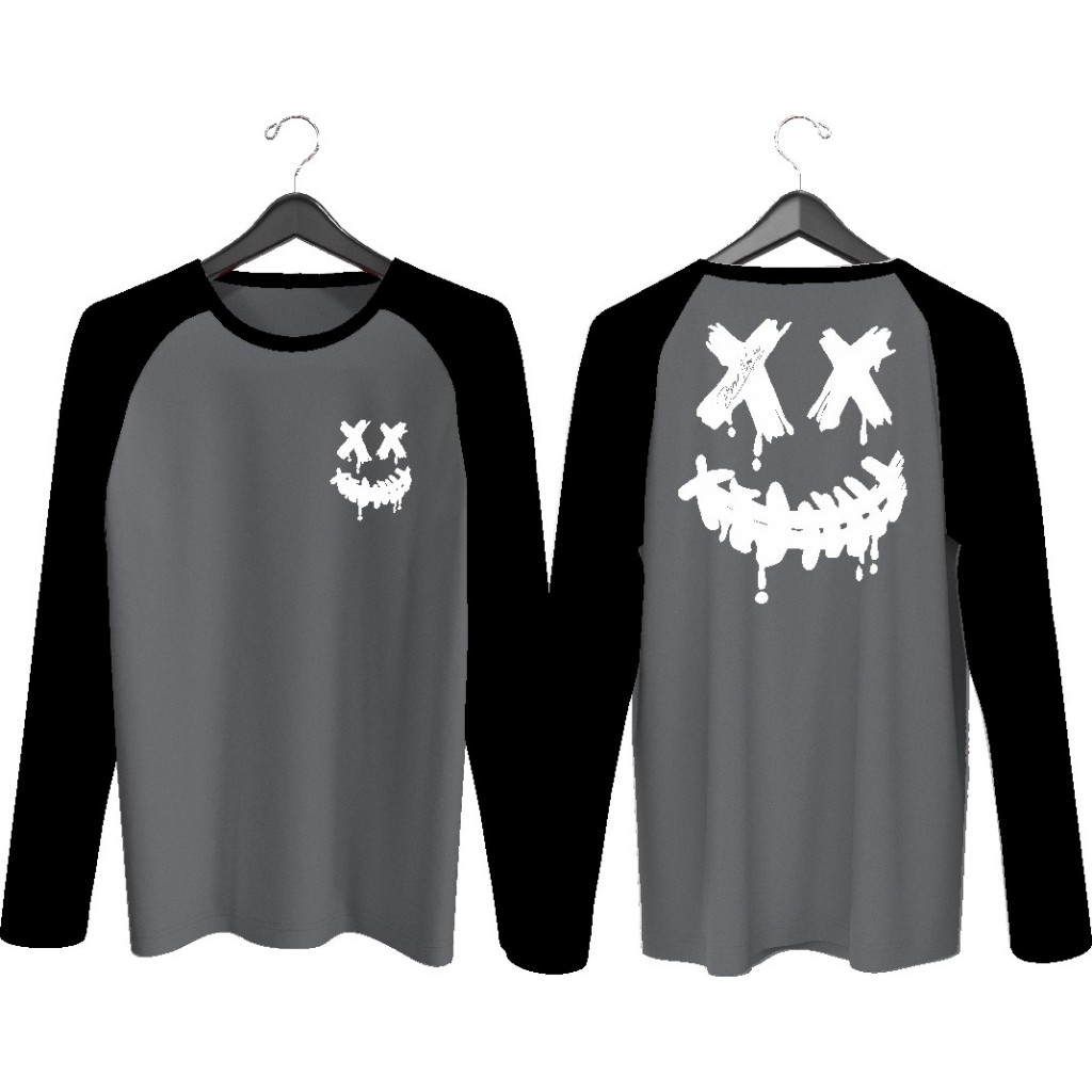 Kaos pria Lengan Panjang/ Kaos cowok sablon x depan belakang/ Kaos Cowok/ Kaos Oblong
