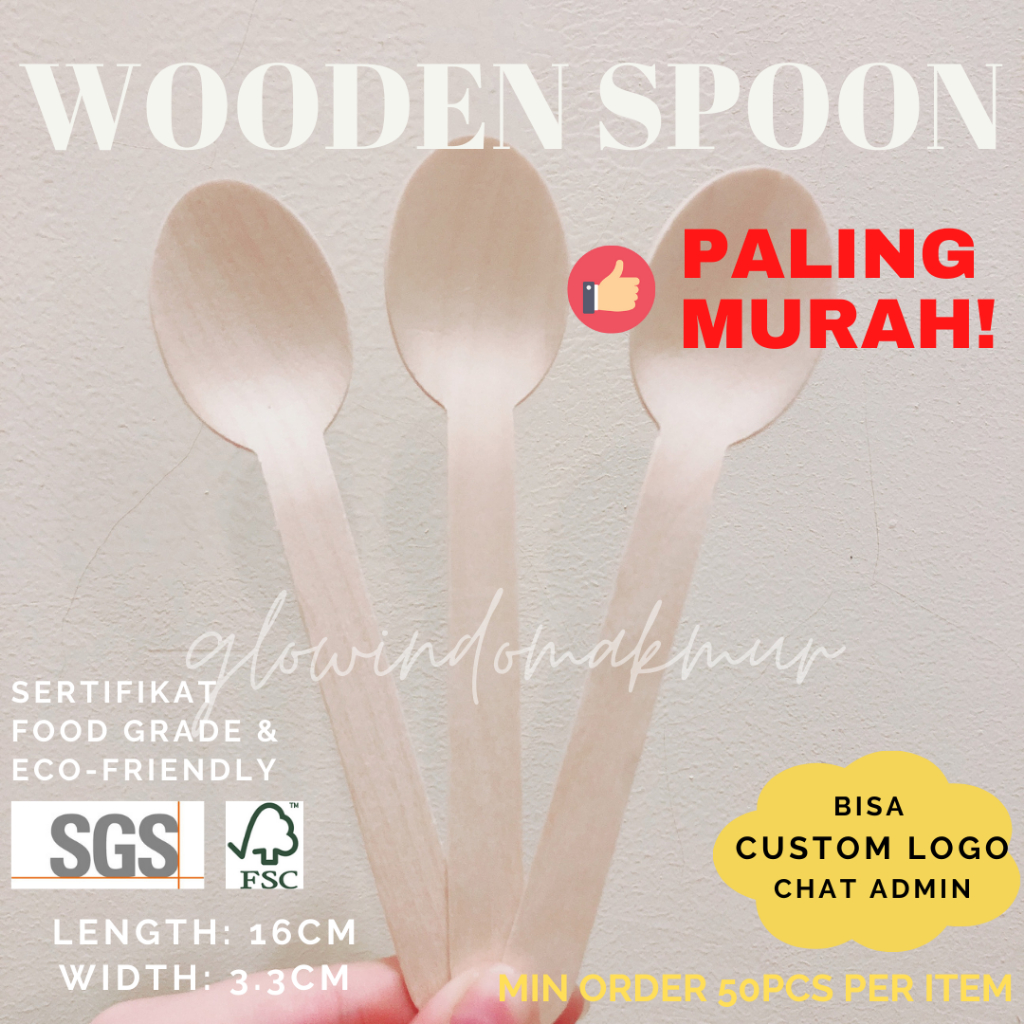 100Pcs Garpu Makan Kayu Sendok Makan Kayu Gase Kayu Spork Wooden Spoon Wooden Fork Wooden Spork