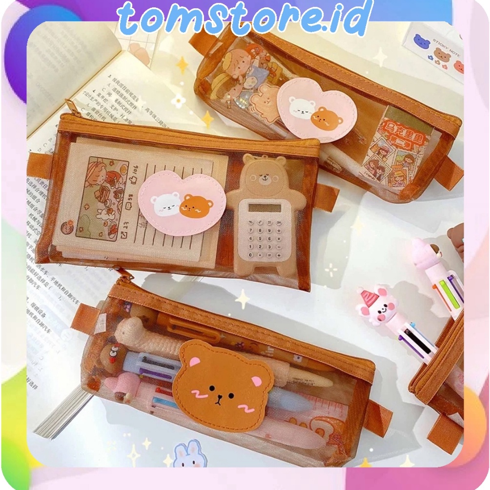 

NEW PROMO TOMSTOREID Tempat Pensil Zipper Coklat Motif Beruang Dompet Pensil Coklat Lucu Motif Bear Tempat Makeup Teddy Brown Model Jaring Transparan dan Multicolour Cute S93