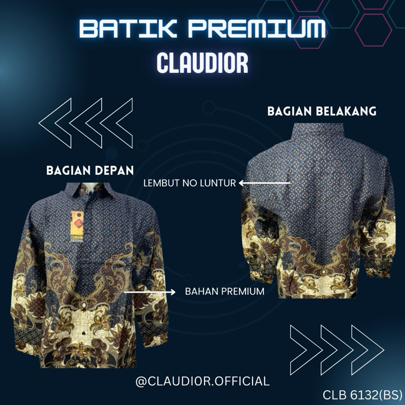 Kemeja Batik Panjang Claudior Bigsize Original 100% CLB6132(BS)