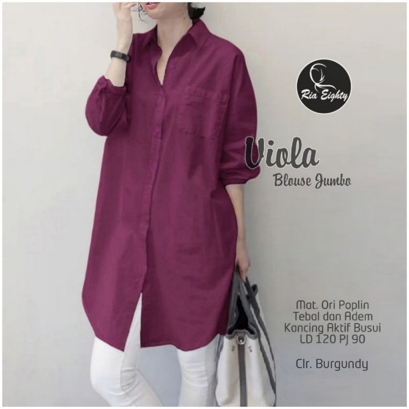 Tunik Katun Poplin Premium Jumbo korean style wanita cantik terbaru. Viola long tunik by Ria