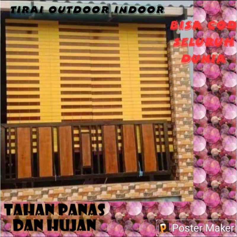 Tirai Kayu Outdoor/Indoor pree tali Penggulung