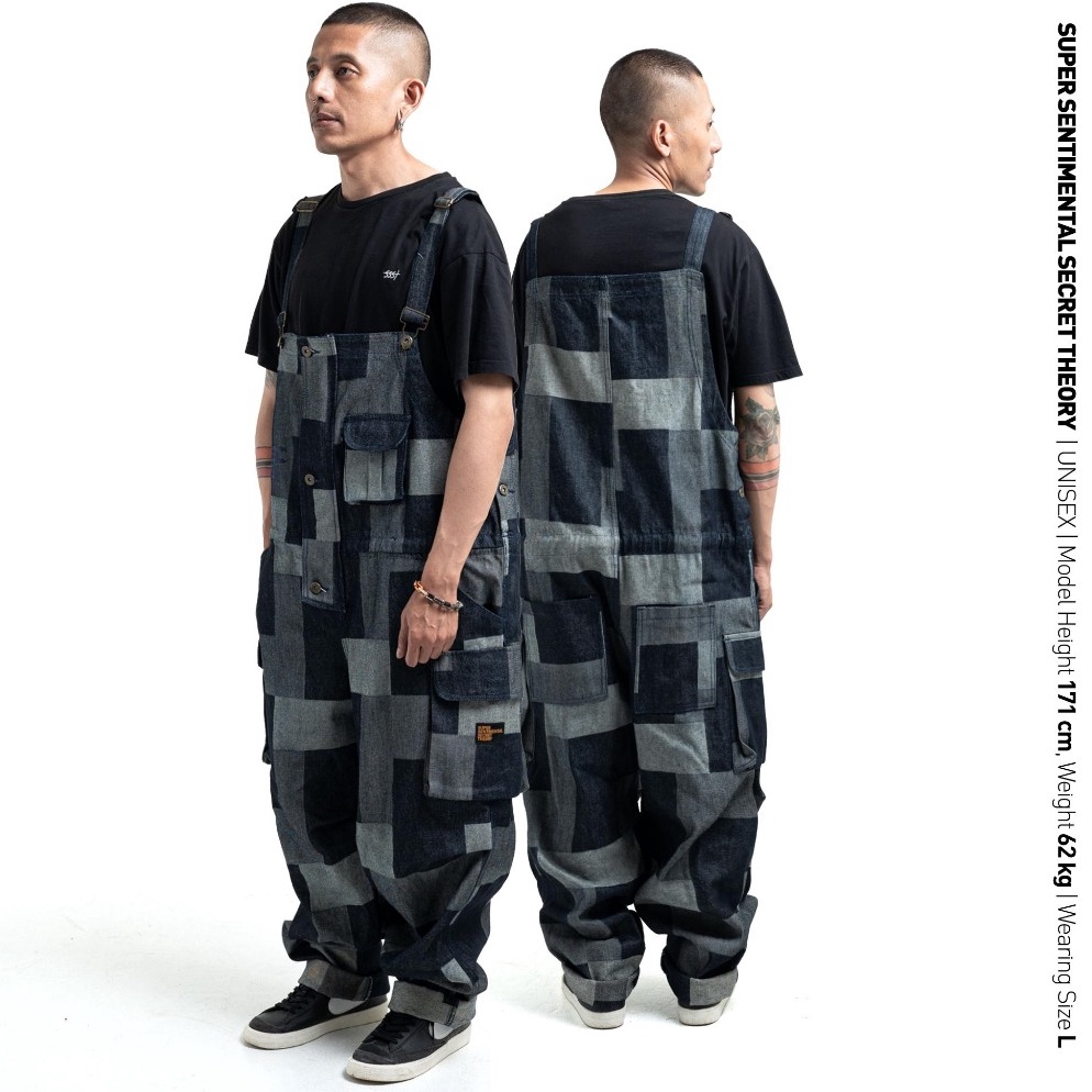 KODE R32H SSST Experienced Suit 2 Overall Mondrian Pattern Indigo