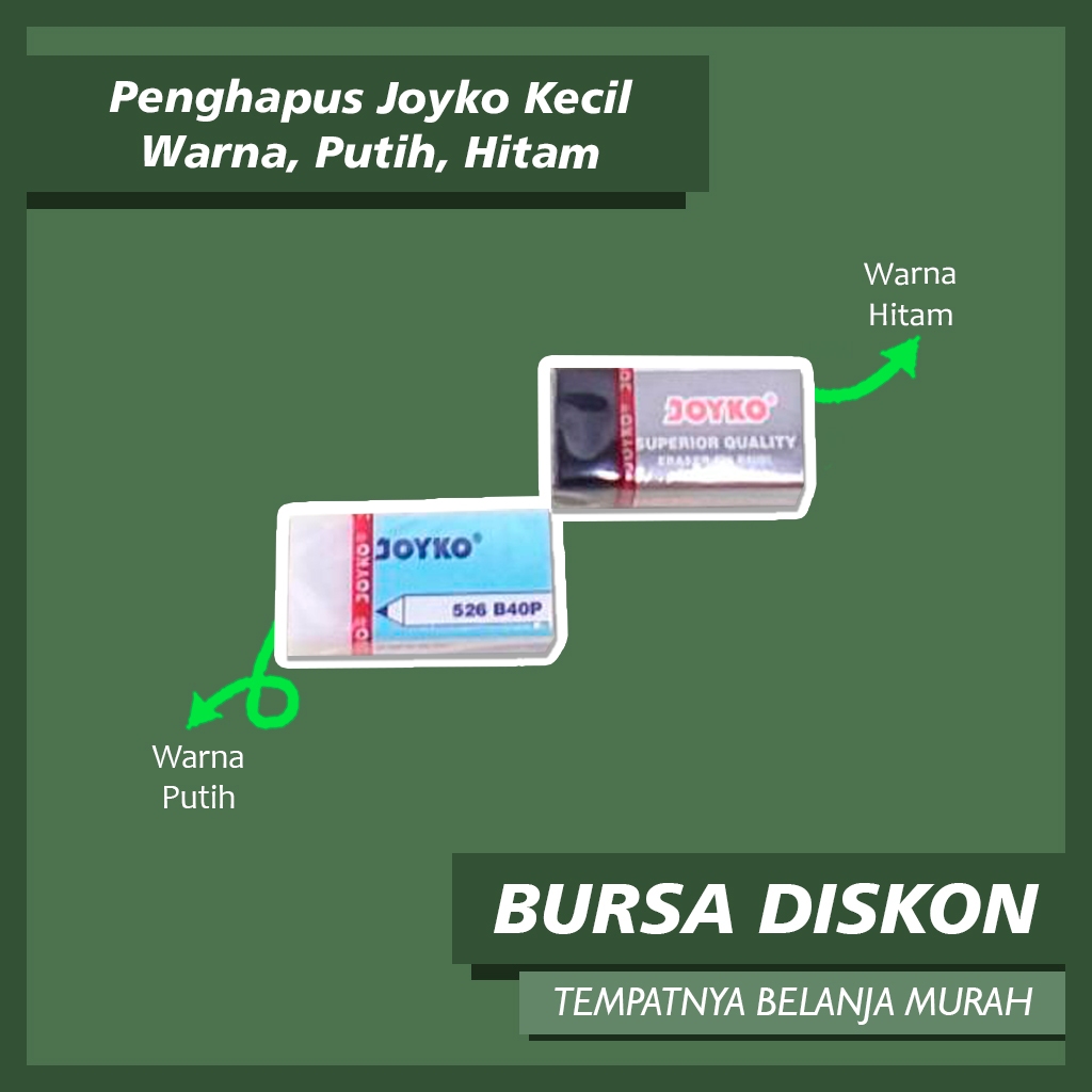 

Penghapus Joyko Kecil Warna, Putih, Hitam Original Setip Stip Penghapus Sekolah Anak Kuliah Penghapus Anti Kotor