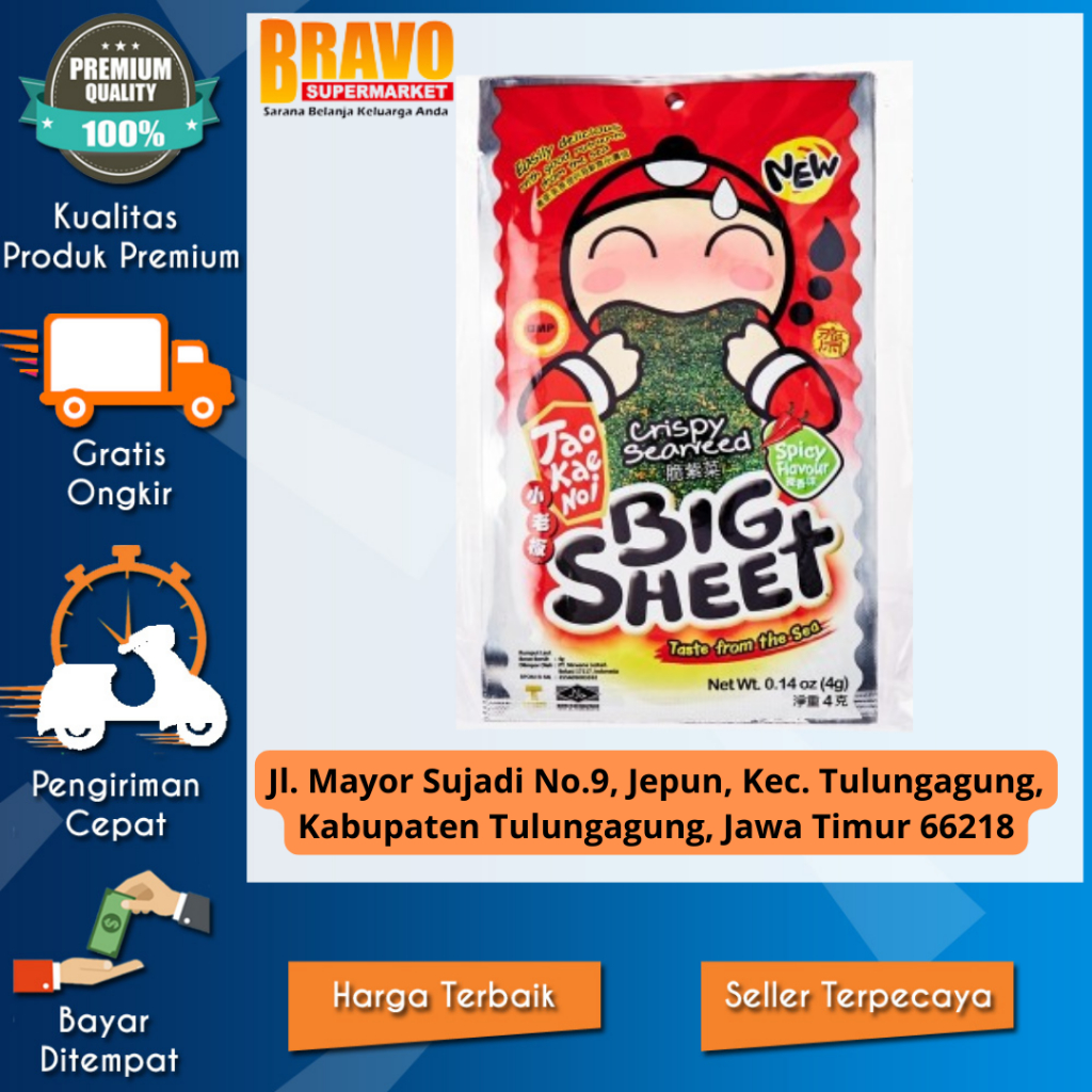 

Bravo Supermarket Tulungagung - Tao Kae Noi Big Sheet Hot Spicy 3.2 Gram