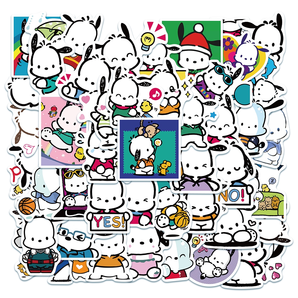 

COD 50PCS Pochacco Stiker lucu Kartun Sanrio Anti Air Stikers Berperekat Waterproof sticker decal buat Motor Helm Buku Journal Koper Casing HP Laptop Botol Minum