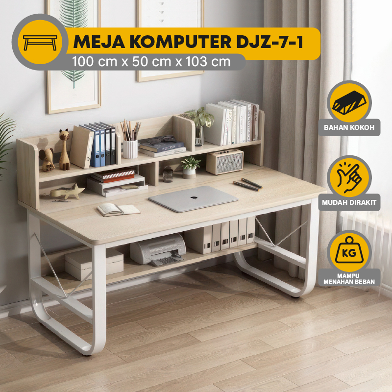 Meja belajar Kayu Mdf dengan Rak Buku Minimalis Serbaguna Meja Komputer Lemari Belajar DJZ-7