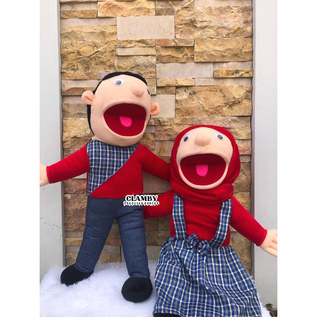 Boneka Tangan Muppet Couple Santri Merah | Hand Puppet