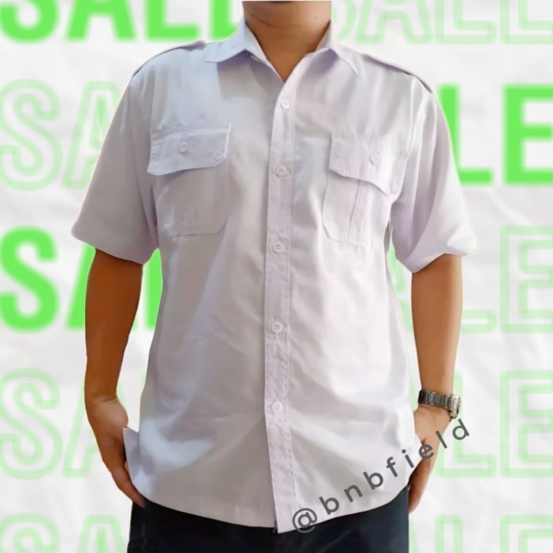 KEMEJA PUTIH SERAGAM PDH ASN PNS BAHAN AMERICAN DRILL