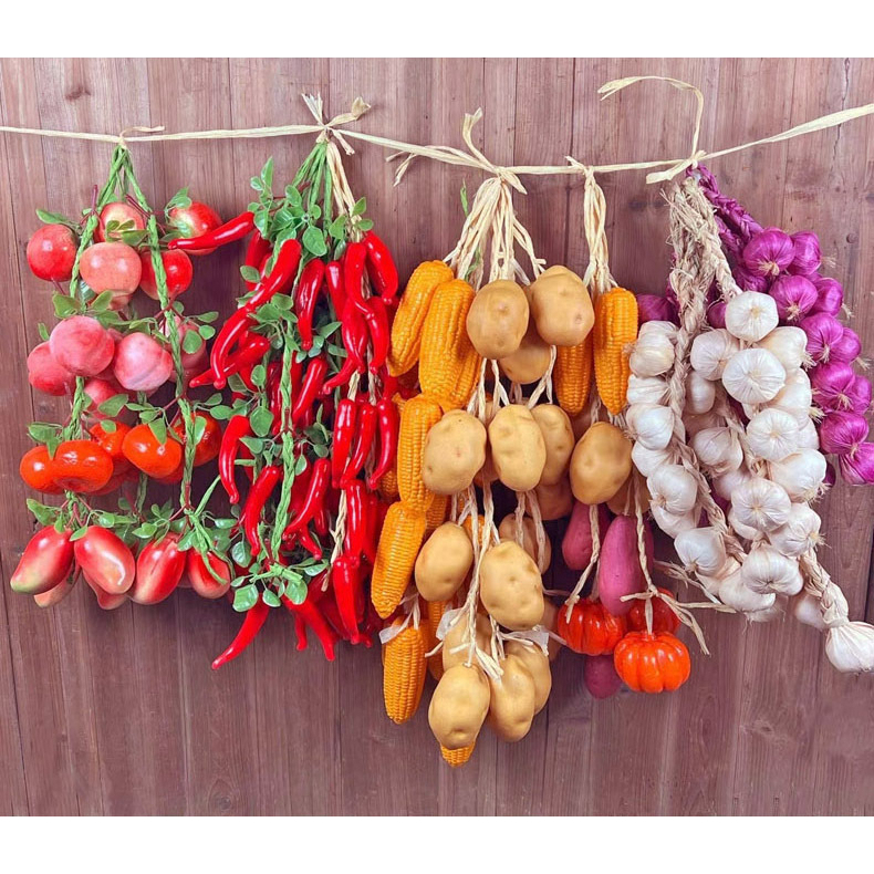 Buah Sayur Gantung Artificial Fruit Vegetable Hiasan Etalase Dinding Dapur Renteng Restoran Plastik 