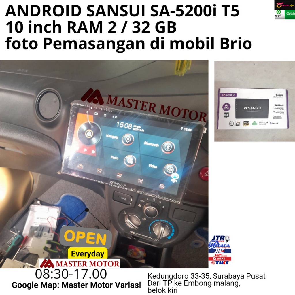 Head Unit Android Sansui SA 5200i T5 10" RAM 2/32 GB Wifi GPS Bluetooth Mirrorlink Voice Command DSP