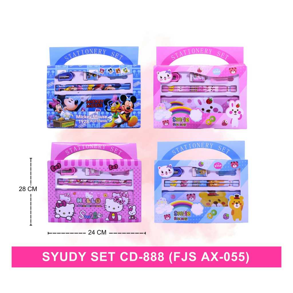 

Study Set/ Stationery Set Souvenir Hadiah/ Paket Alat Tulis 5in1 + Kotak Pensil Karakter Lucu/ Perlengkapan Alat Tulis Anak Sekolah/ Alat Tulis Set Kotak Box Motif Anak Cowok Cewek Random