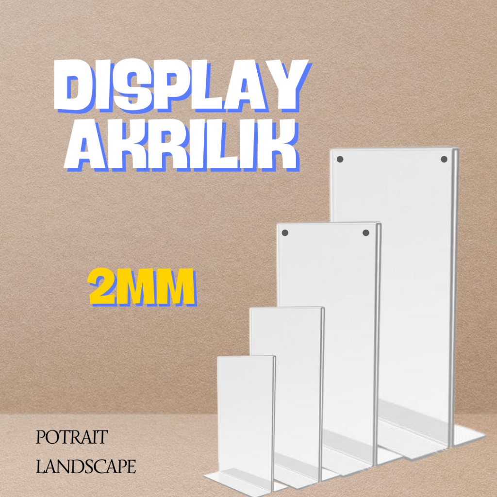 

Display akrilik - tempat display brosur, kode QR -ketebalan 2mm - ukuran sesuai variasi yang dipilih
