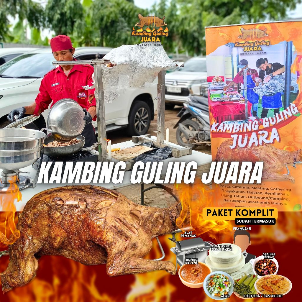 

Kambing Guling Juara - Paket Komplit Live Cooking ,Peralatan & Waitress