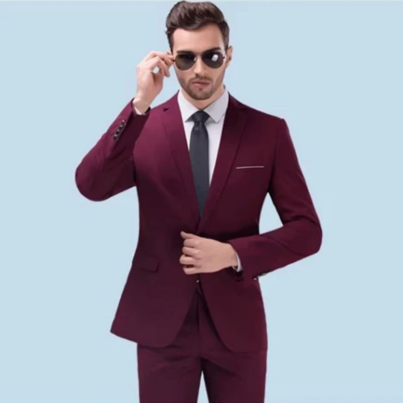 JAS BLAZER PRIA WARNA MAROON | set jas pria warna maroon