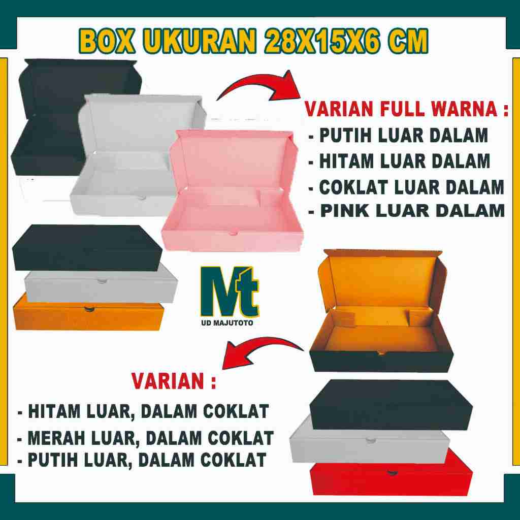 

(PAKET 5 PCS) Box 28x15x6 cm / Box Lipat Depan / Kardus Polos / Box Hampers