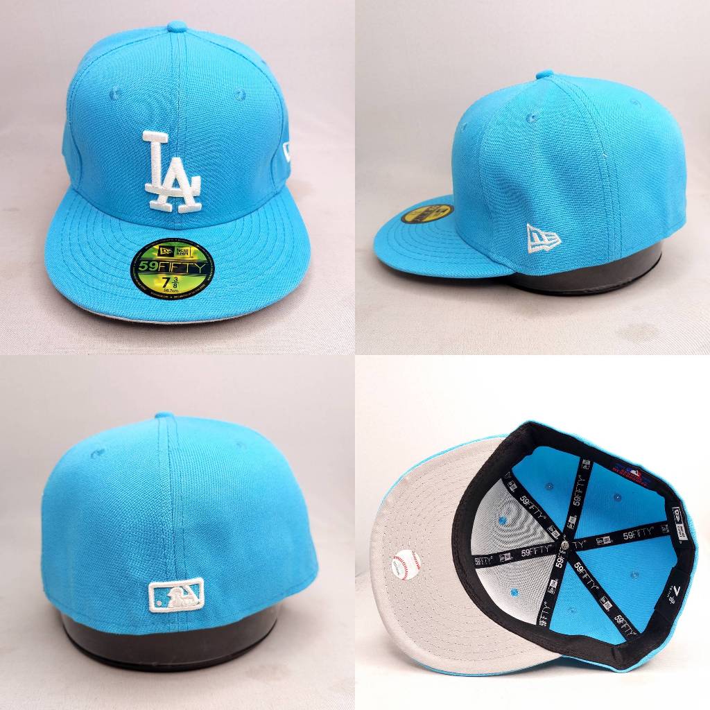 TOPI FITTED MLB LA DODGERS BIRU LOGO PUTIH