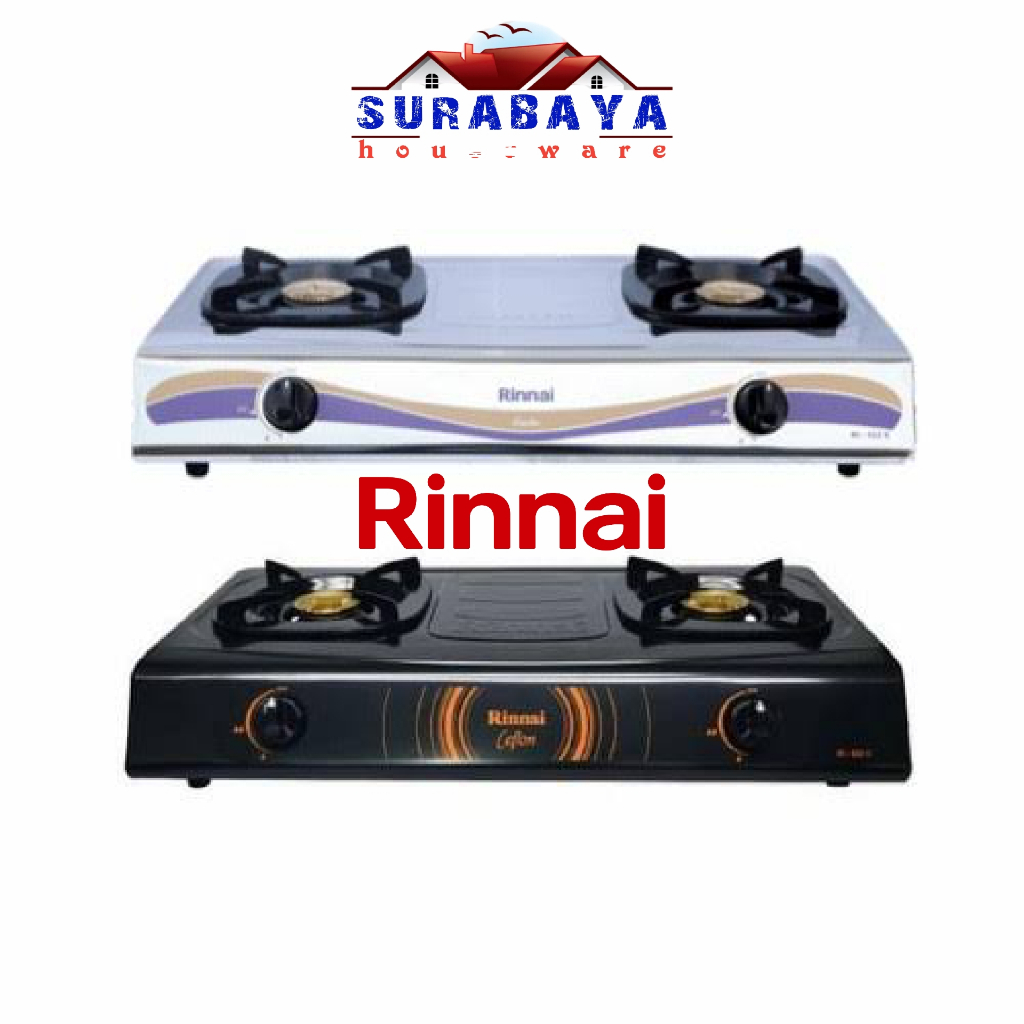 RINNAI kompor gas 2 tungku 522 teflon stanles, kompor rinai 2 tungku 522, rinai 522