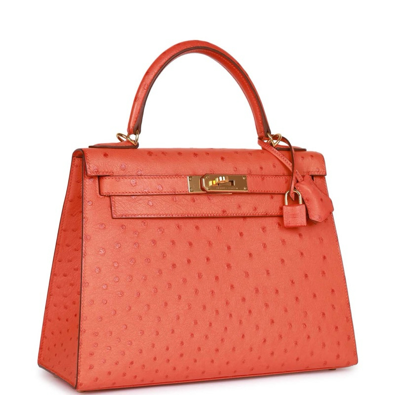 HM Ostrich KeIIy Tangerine Gold Hardware