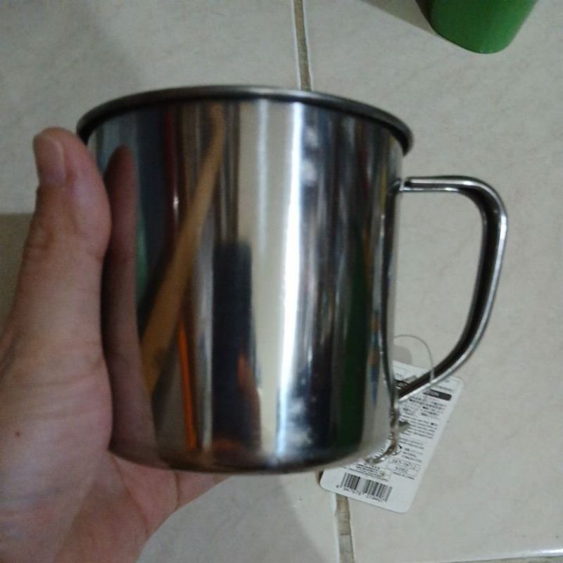 Daiso mug stainless cangkir mug Camping Dengan Hook gantung