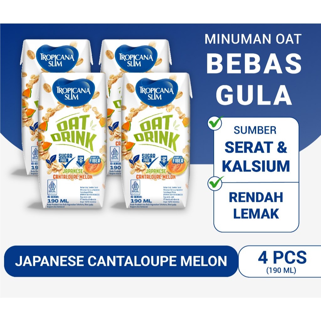 

Tropicana Slim Almond Drink Cantaloupe melon 190 ml (RTD) 4 Pcs - Minuman Diet Bebas Gula