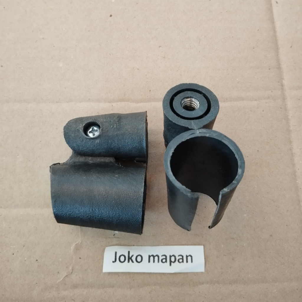 Jepit mic holder mic plastik hitam drat kecil