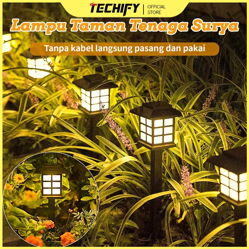 Lampu Rumput Luar Ruangan Tenaga Surya, Lampu LED Taman, Lampu Hias Taman Halaman, Lampu Malam Retro