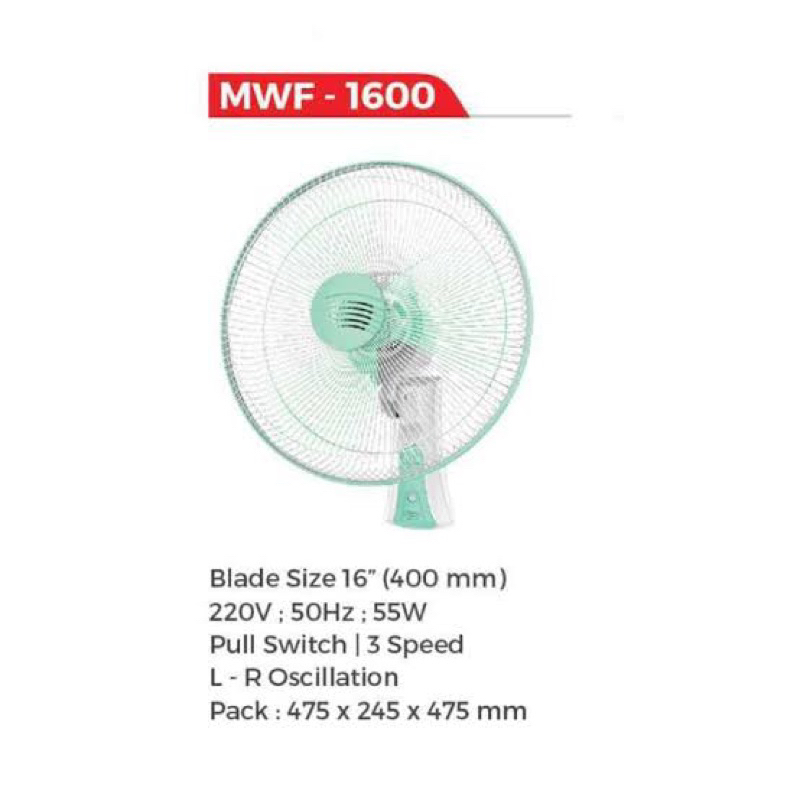 MASPION Wall Fan Kipas Angin Maspion Kipas Angin Dinding Maspion Kipas 16 Inch Maspion MWF1600 Maspi
