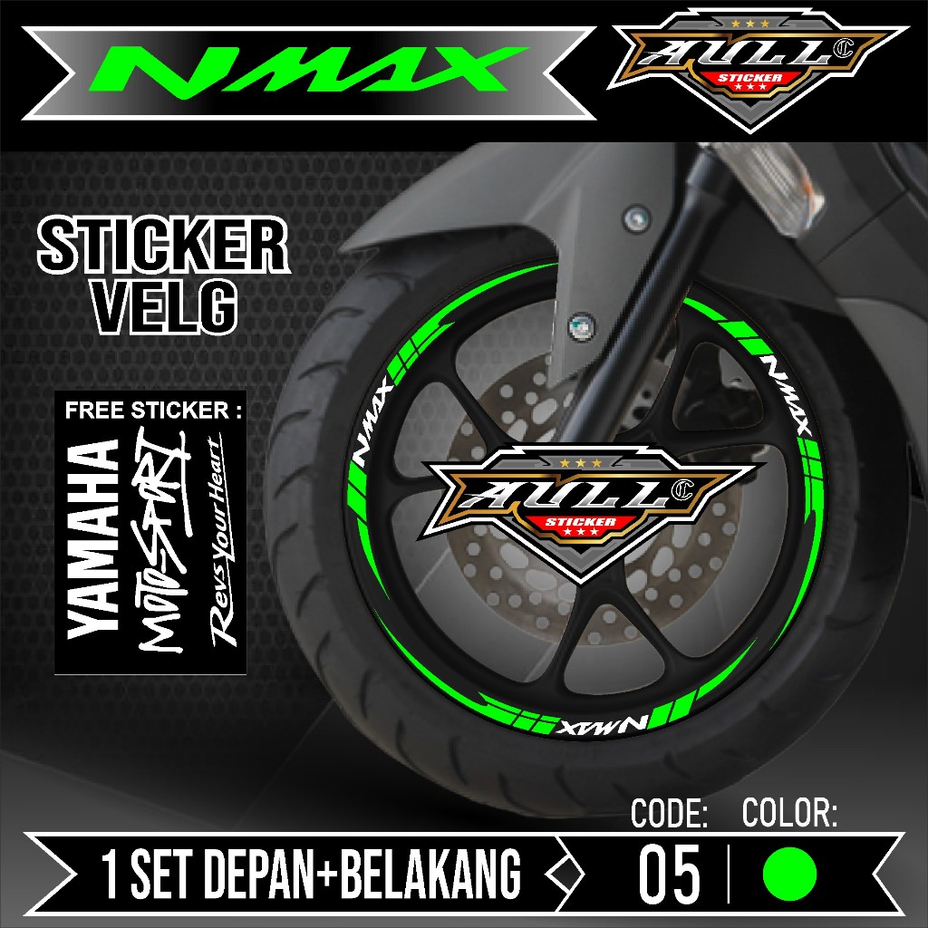 Sticker Velg Nmax Cutting Velg Motor Yamaha NMAX Old List Stiker Cutting Velk Ban Variasi Set Depan 
