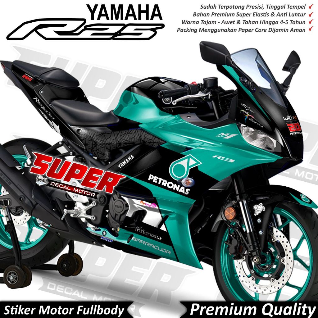 Stiker Decal Motor Yamaha R25 New Full Body Variasi Petronas